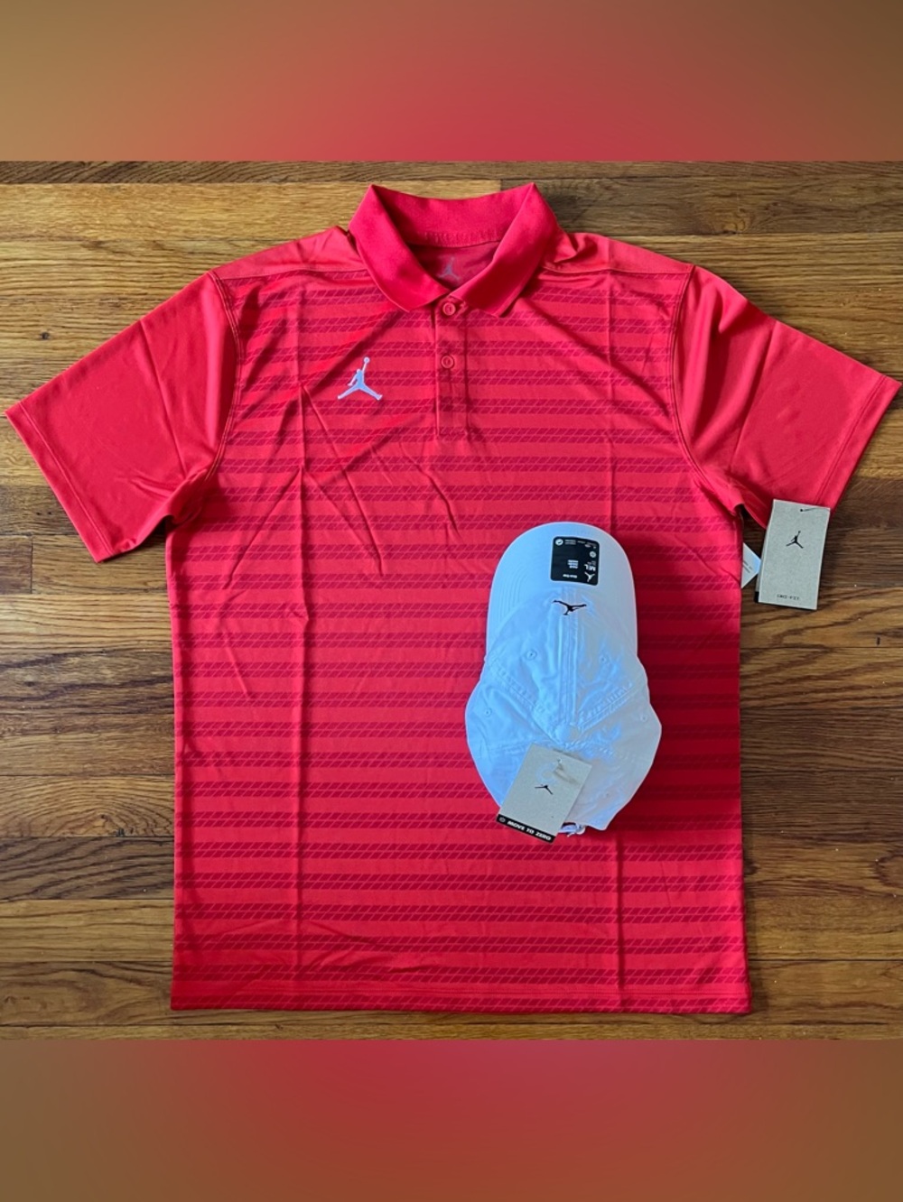 Nike Jordan Dri-FIT Polo Jumpman Victory Striped Sz M&L And Jordan Club Cap M/L